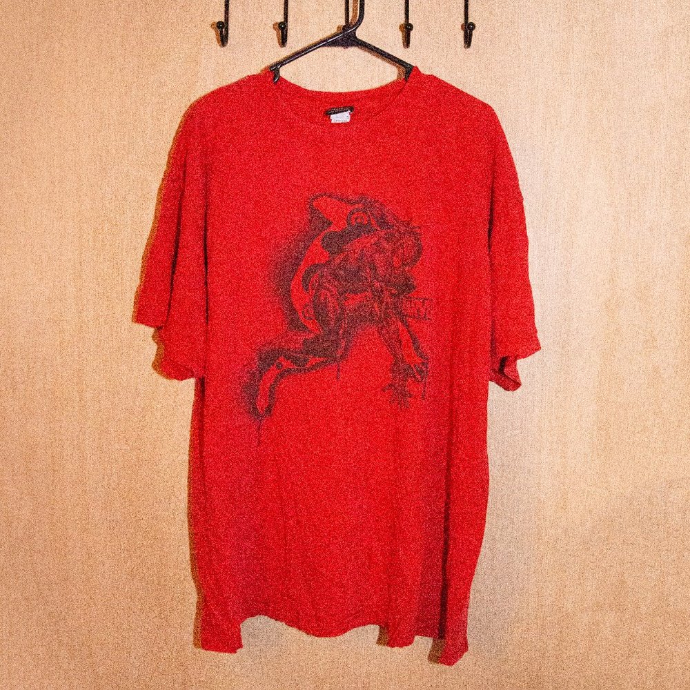 Men's Mad Engine Marvel Spider-Man Red & Black Spray Paint T-Shirt, Size 2XL GUC